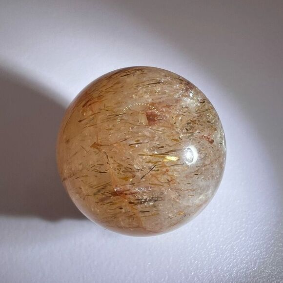 Golden Rutilated Quartz Marble Sphere‎ (#9) - Picture 7 of 10